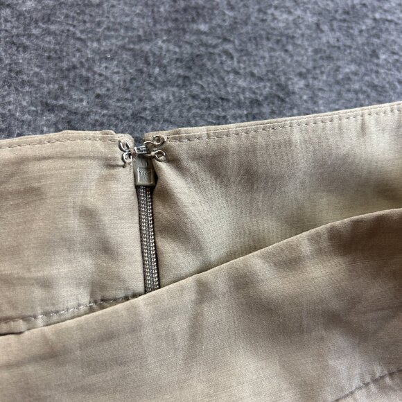 Stella McCartney Pencil Skirt US 12 UK 40 Pleated Front Slit Khaki‎ Silk Cotton - Picture 6 of 11